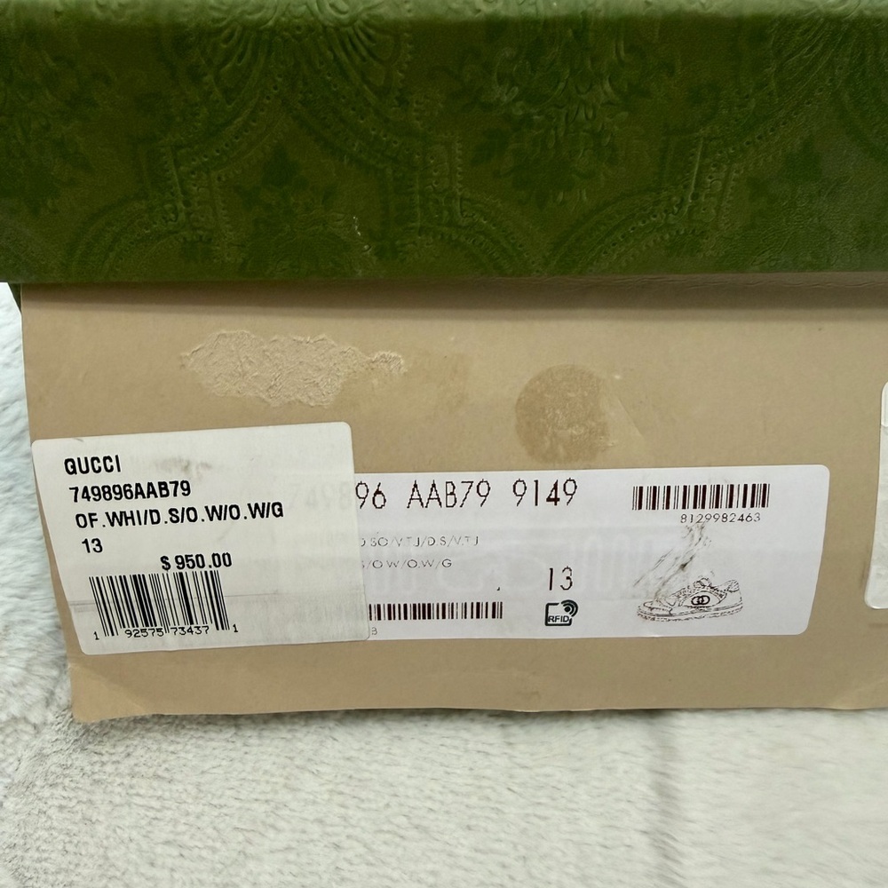 NEW! $950 Gucci MAC80 Low Top Sneakers Off White Blue 13.5 - Picture 10 of 11